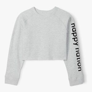 Happy Nation Girls Fleece Crop Crewneck Sweatshirt